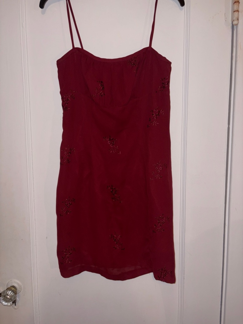 Red mini spaghetti strap dress